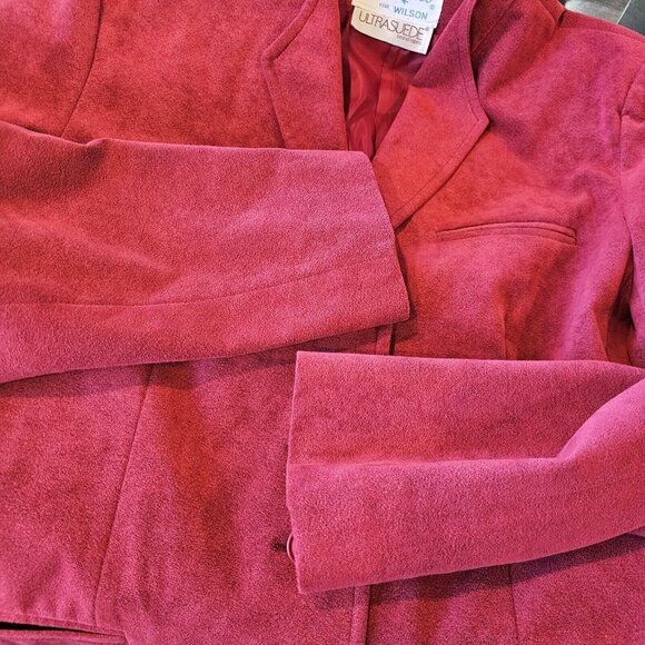 Vintage Womens Size 10 Red‎ Faux Suede Blazer 3 Button USA Wilsons Business - Picture 6 of 9